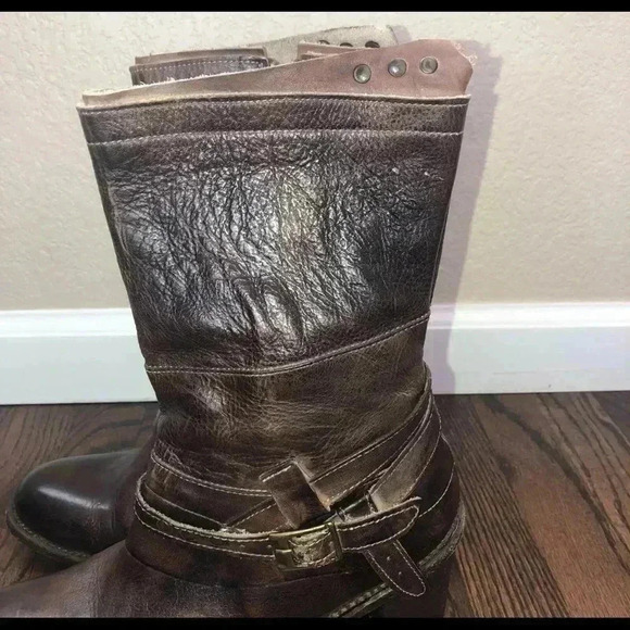 BED STU Benchmade Distressed Brown Leather Boots Cobbler Series Size 10 side zip - Picture 6 of 16
